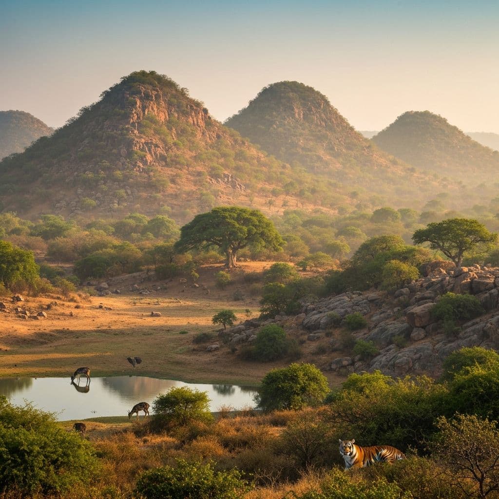 Panoramic view of Ranthambore National Park landscape